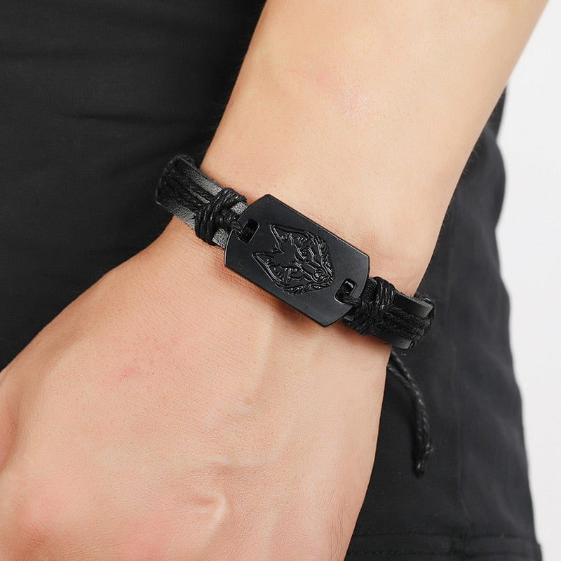 black wolf head bracelet - animalchanel