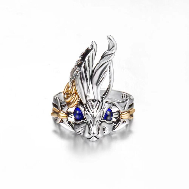 cute Style Red Blue Eye Bunny Ring - animalchanel