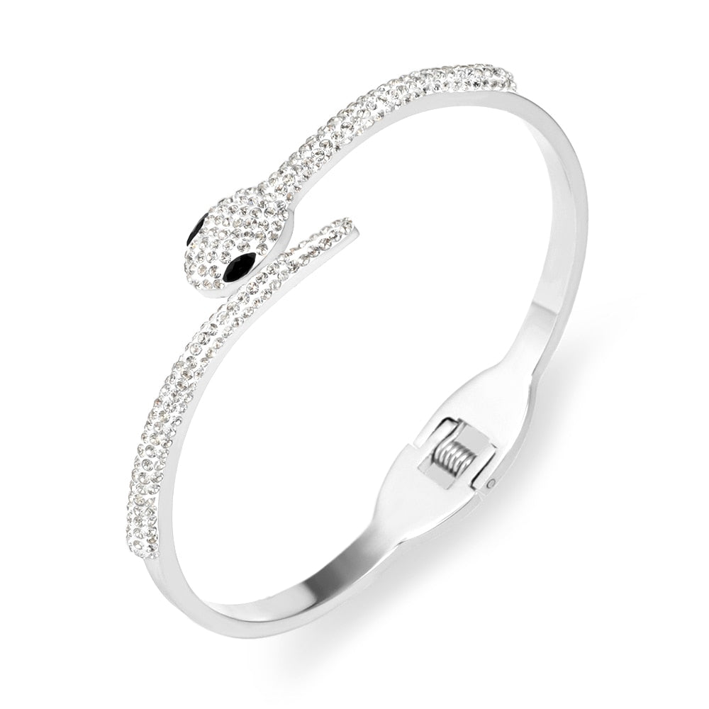 unique snake full crystal bracelet - animalchanel