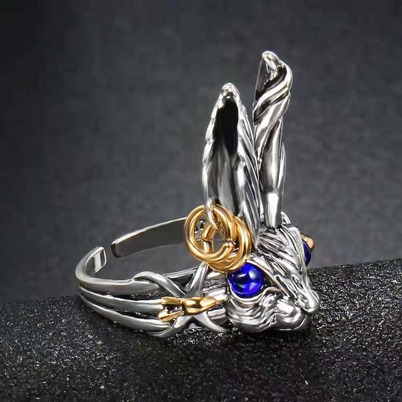 cute Style Red Blue Eye Bunny Ring - animalchanel