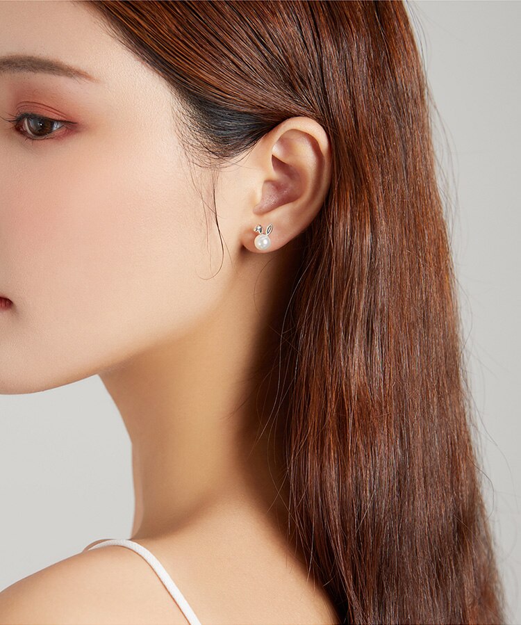 Cute 925 Sterling Silver bunny Earrings - animalchanel