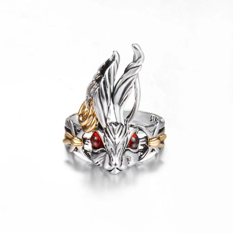 cute Style Red Blue Eye Bunny Ring - animalchanel