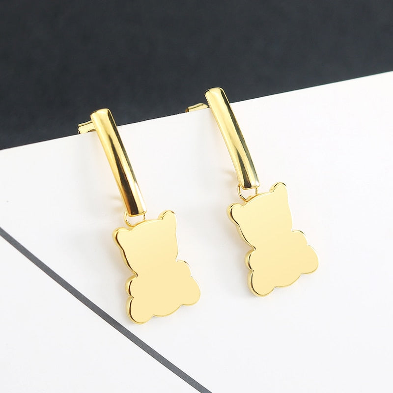 cute Stainless Steel bear Earrings