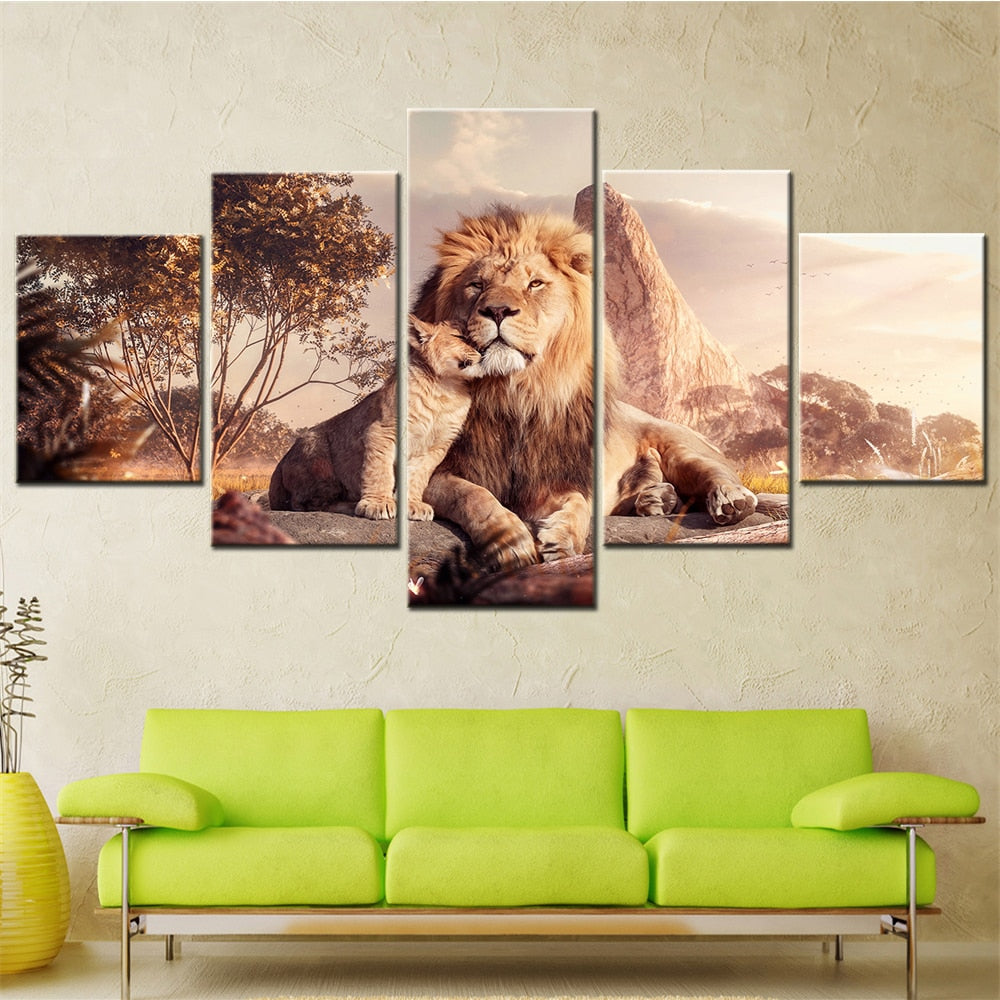 Amazing Lion and Cub Canvas
