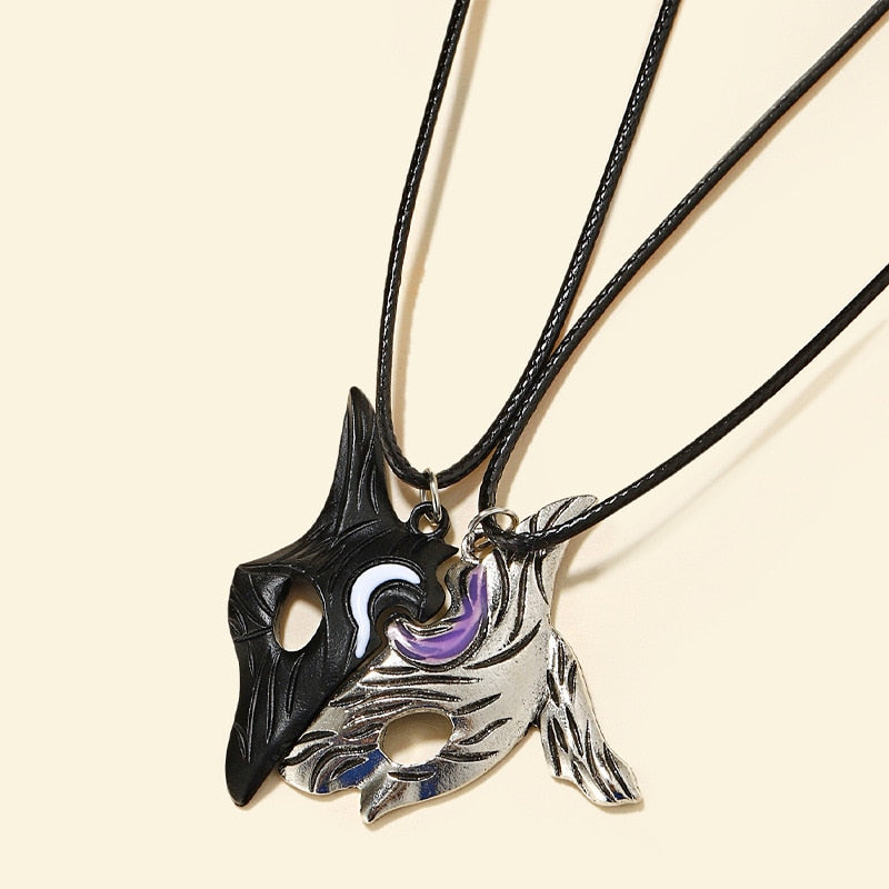 Black and White Wolf Couple Necklace - animalchanel