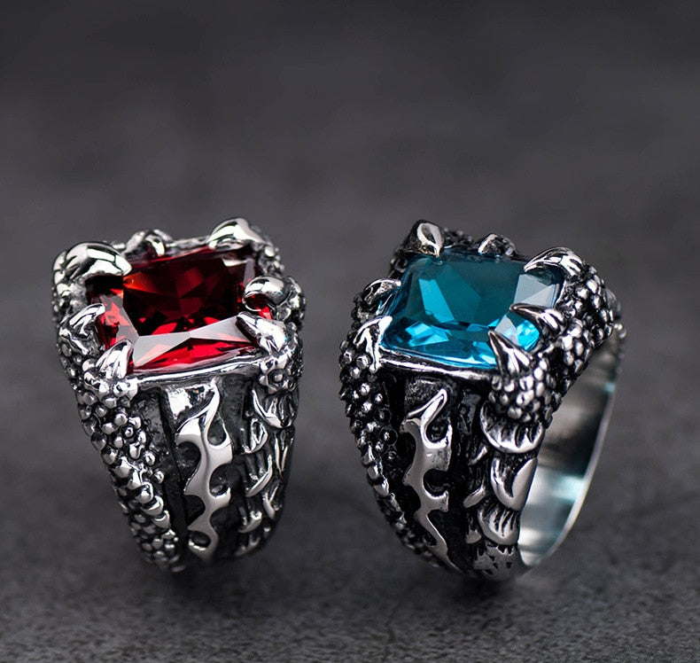Amazing Crystal Demon Dragon Claw Ring