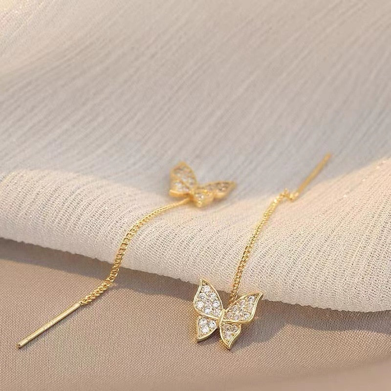 Simple Golden Butterfly Earrings - animalchanel