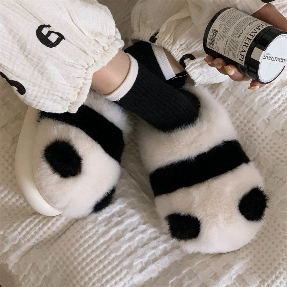 Cute Plush Panda Slippers - animalchanel