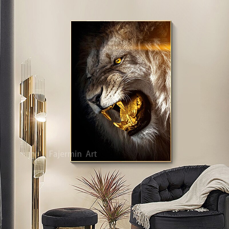 Gorgeous Lion with Golden Teeth Canvas