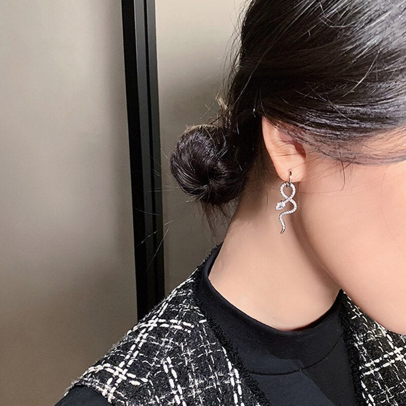 New Vintage Silver Snake Earrings - animalchanel