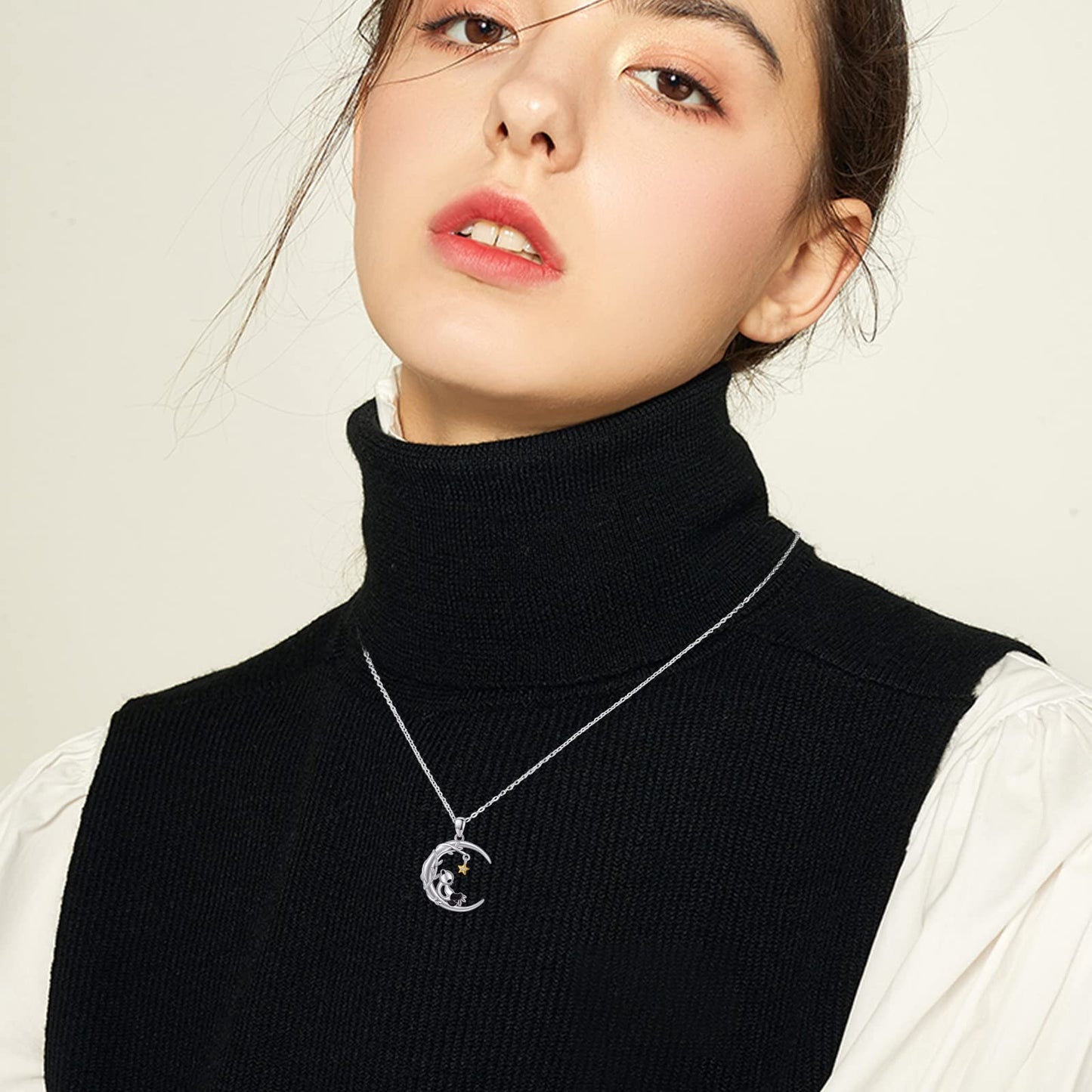 Unique Crescent Half Moon Panda Necklace - animalchanel