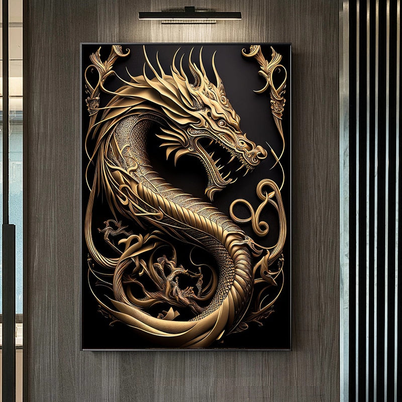 Unique Gold Dragon Canvas