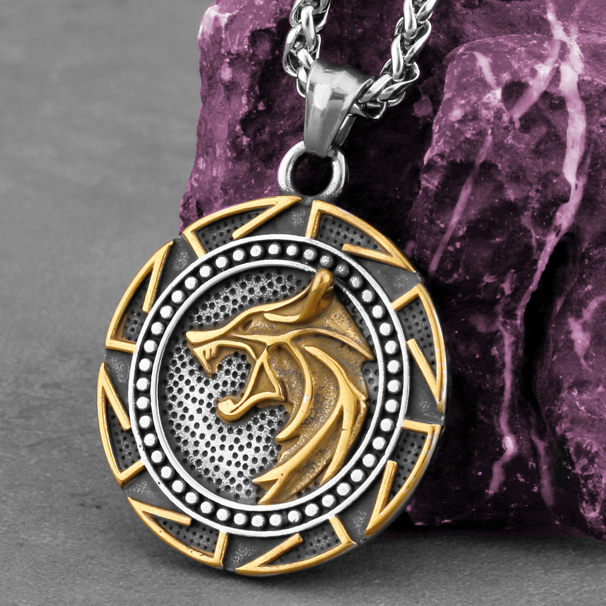 Vikings Odin Wolf Head Necklace