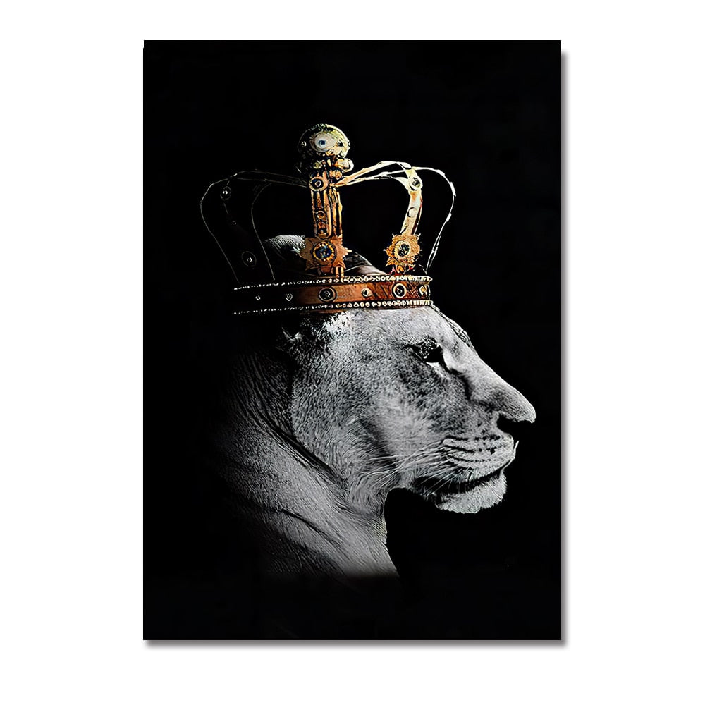 Amazing Black Lion King and Lioness Queen Canvas
