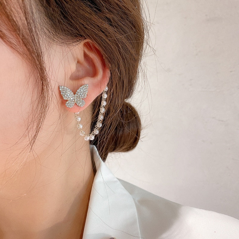 Sweet Pearl Butterfly Earrings - animalchanel