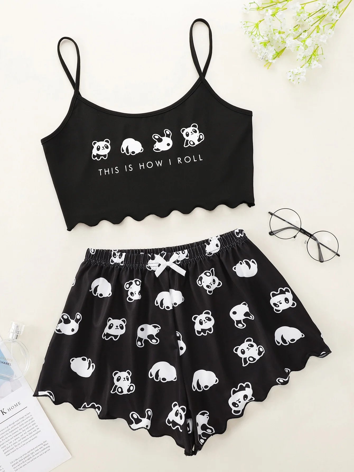 Cute Panda Short Set