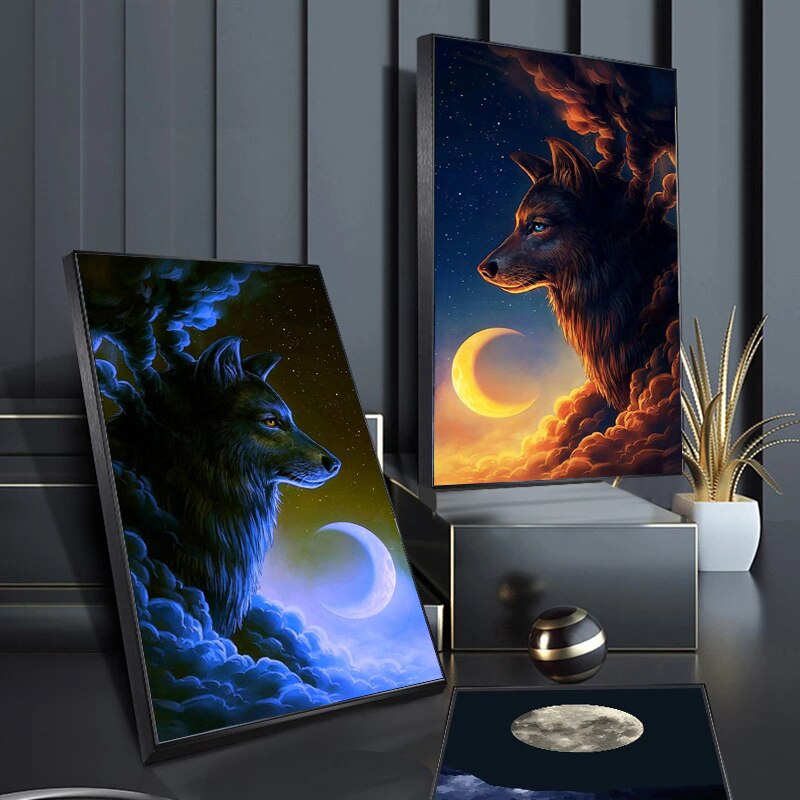 Amazing Moon Wolf Canvas