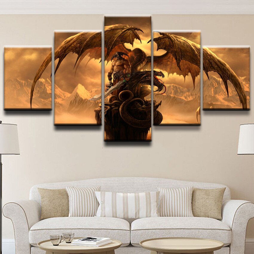 Unique 5 Piece Dragon Canvas