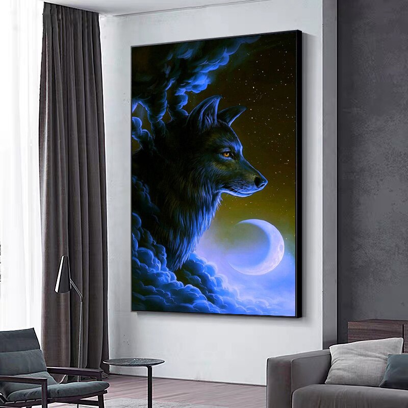 Amazing Moon Wolf Canvas