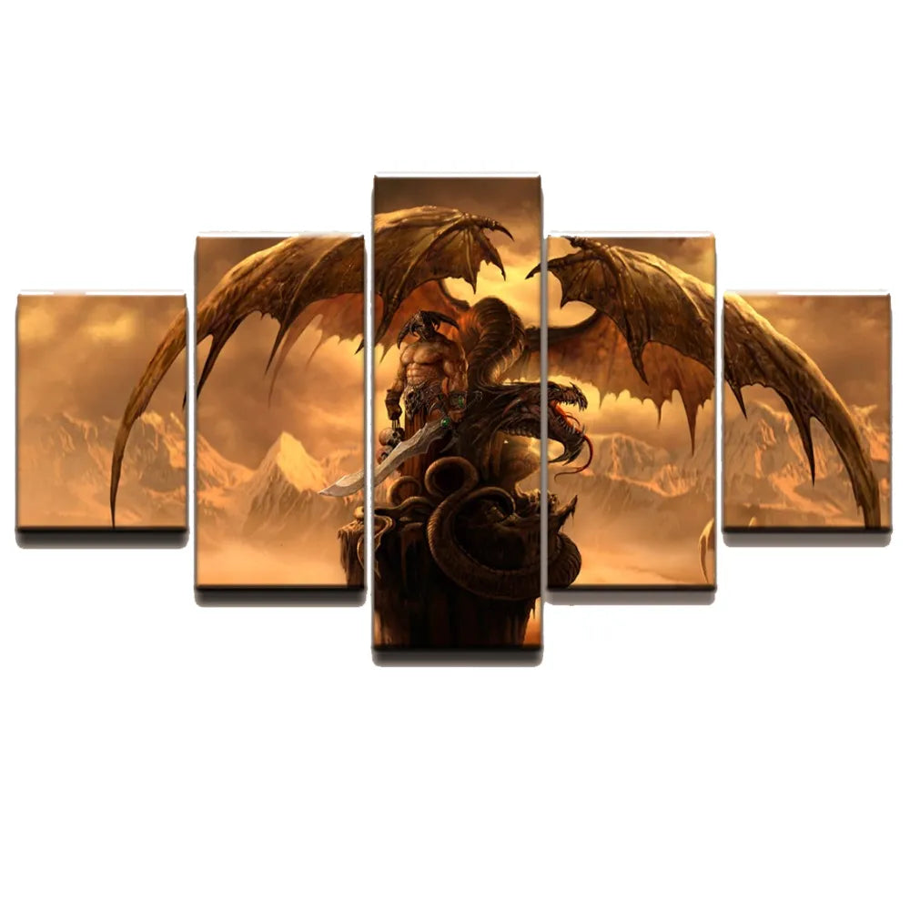 Unique 5 Piece Dragon Canvas