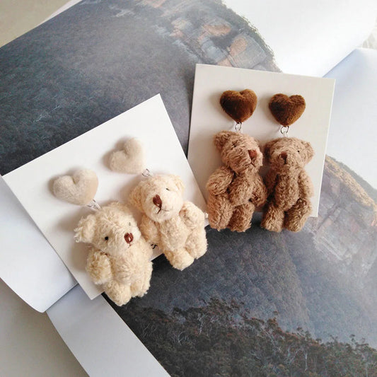 cute plush bear earrings