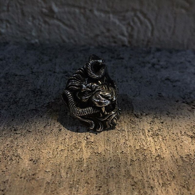 Amazing Lion and Snake Ring