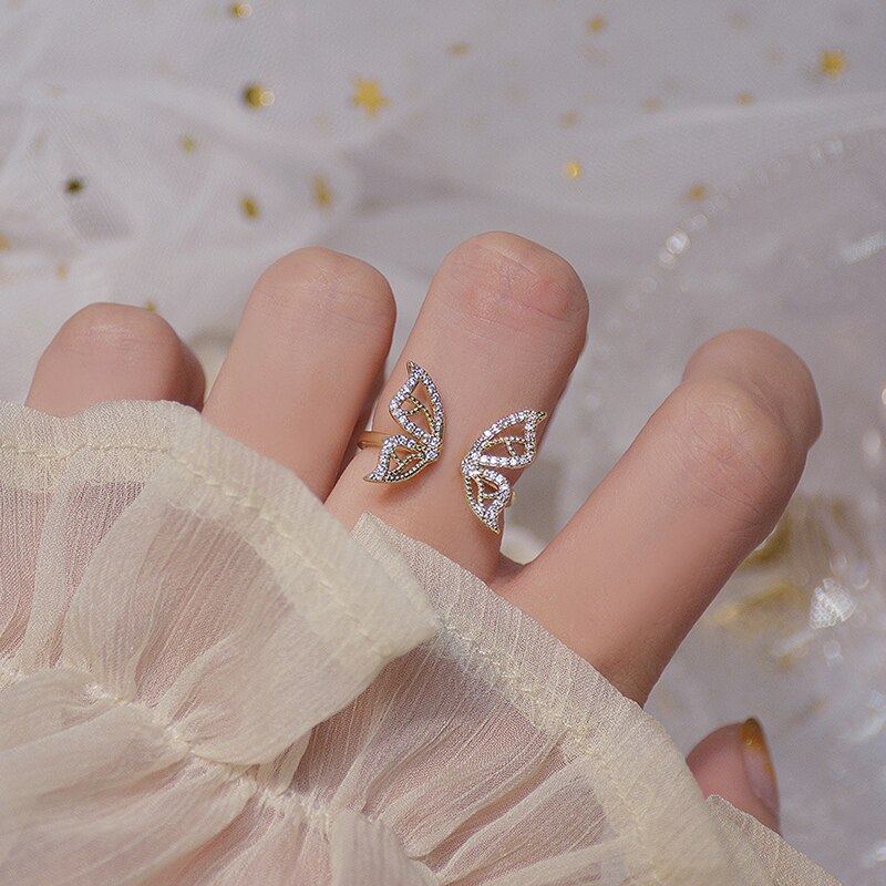 Unique 14K Gold Hollow Butterfly Rings