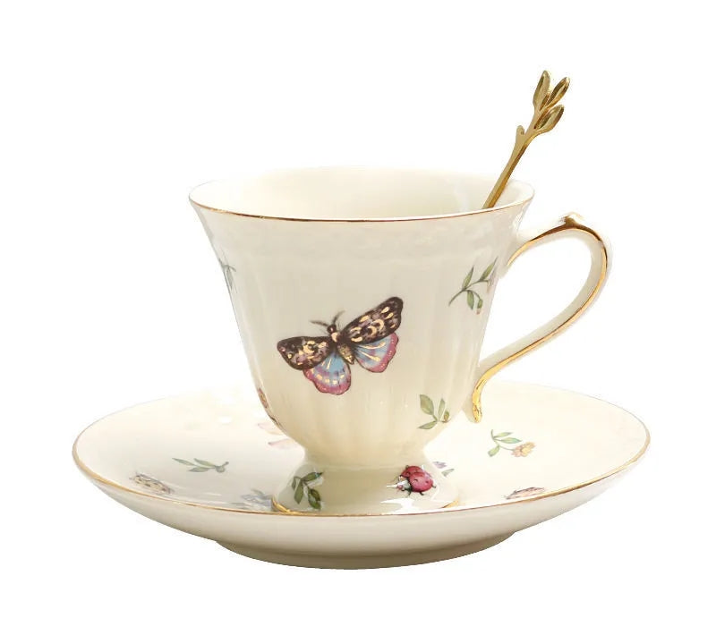 Butterfly Coffee Cup Saucer Set