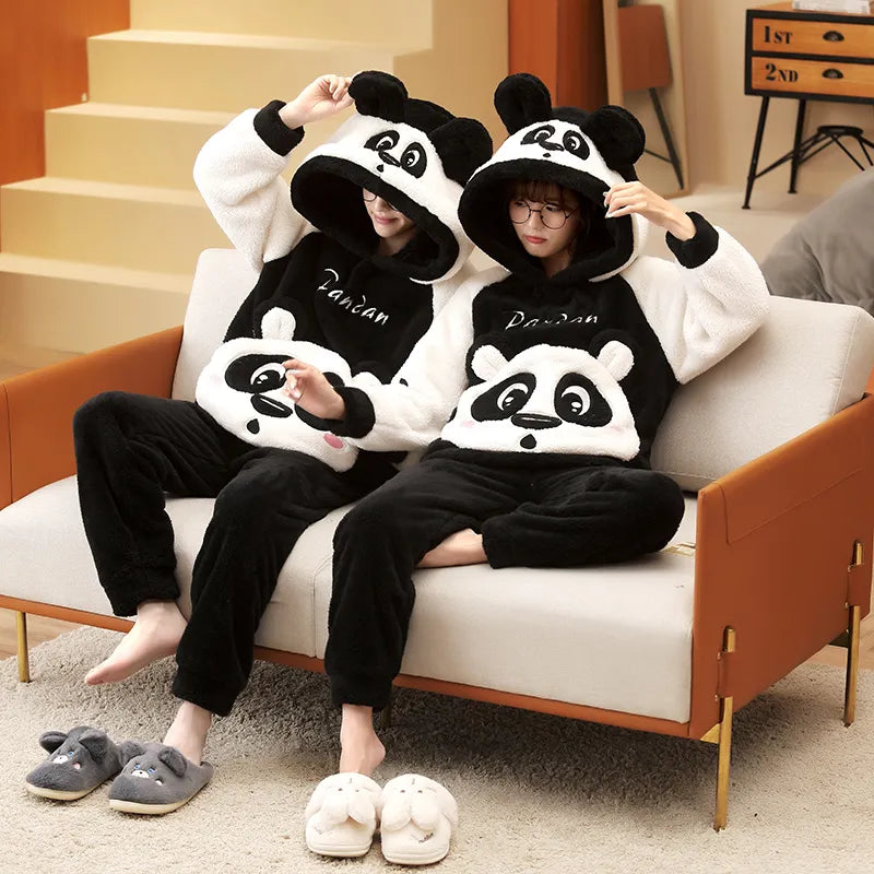 Cute Panda Couple Pajamas Set
