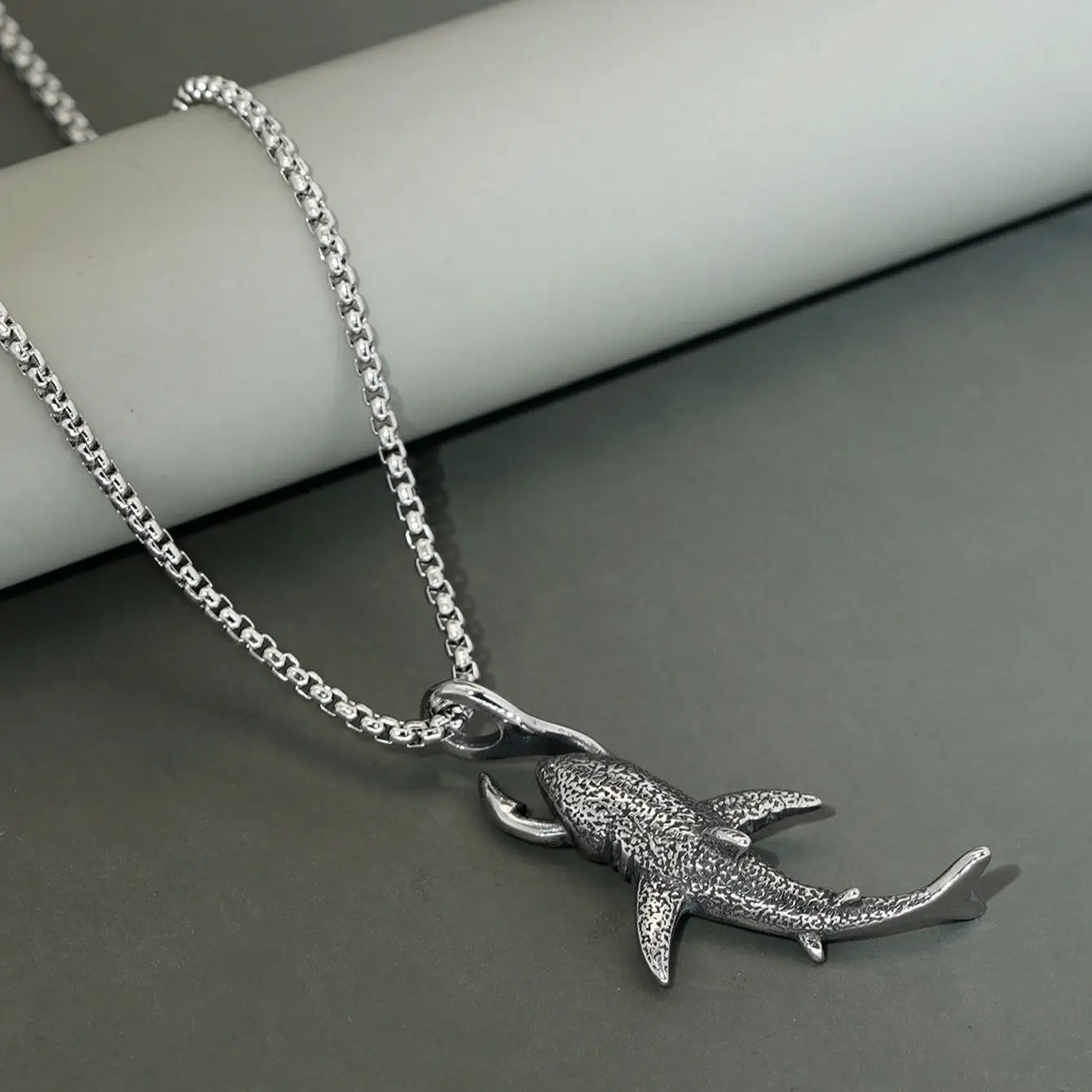 Gothic Goth Stainless Steel shark necklace