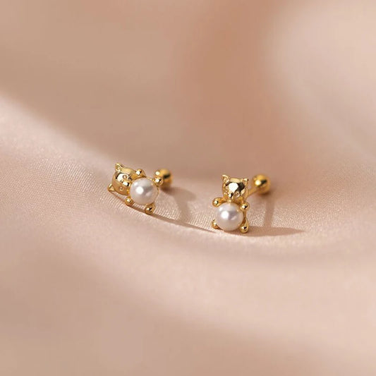 New Simple Mini Bear Pearl Earring