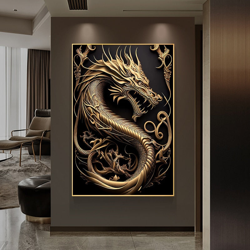 Unique Gold Dragon Canvas