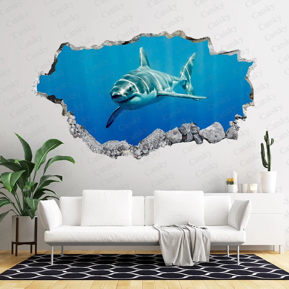 Gorgeous shark Sticky Floor Wall Decor Poster