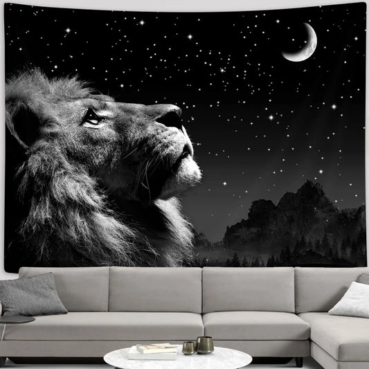 Cool Lion Painting Tapestry