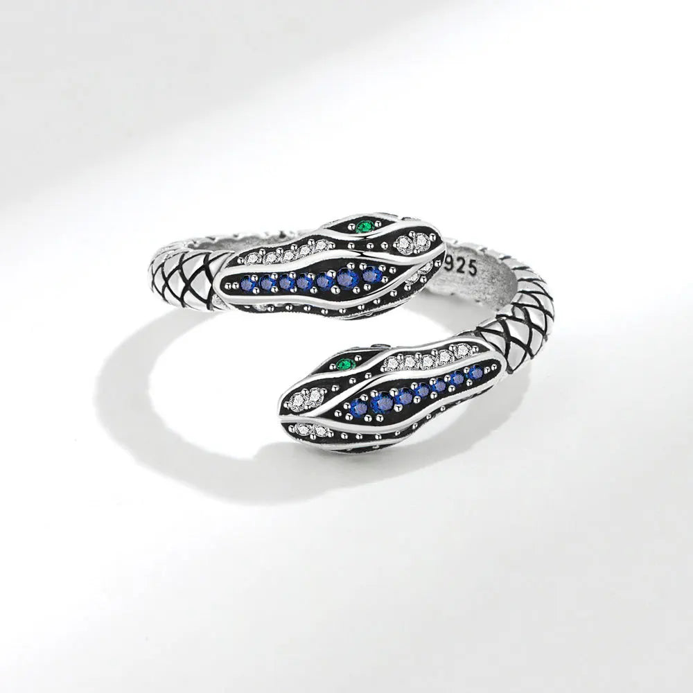 Adjustable Diamond S925 Silver Snake Rings