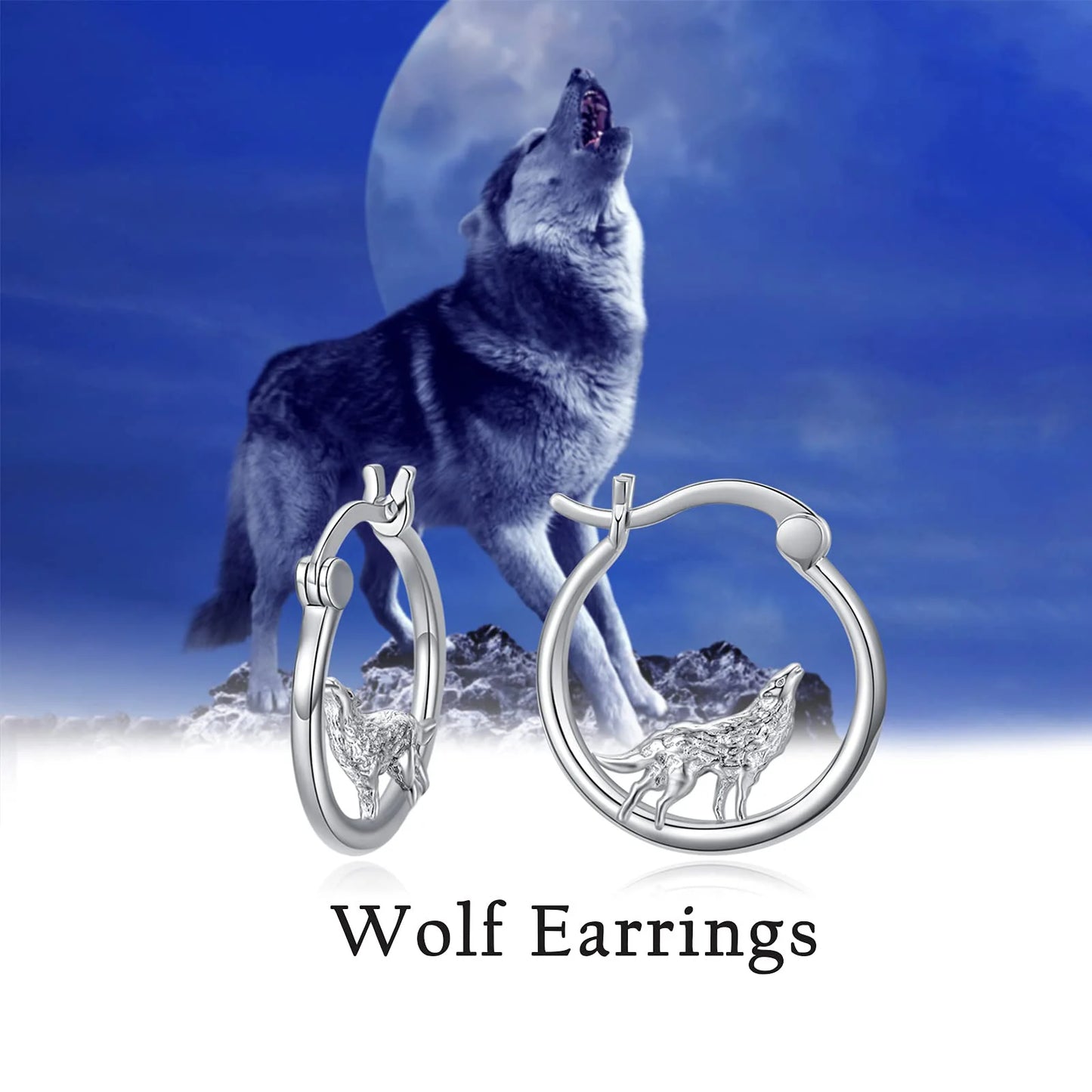 Cute Wolf Hoop Earrings