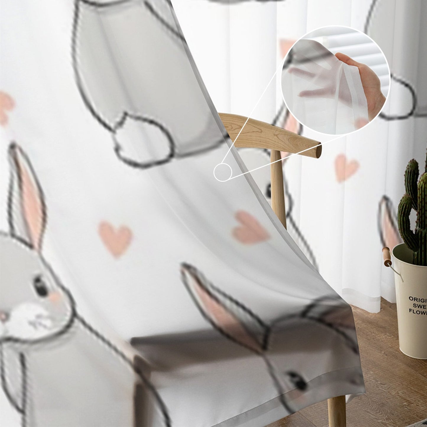Cute Bunnies Sheer Curtains