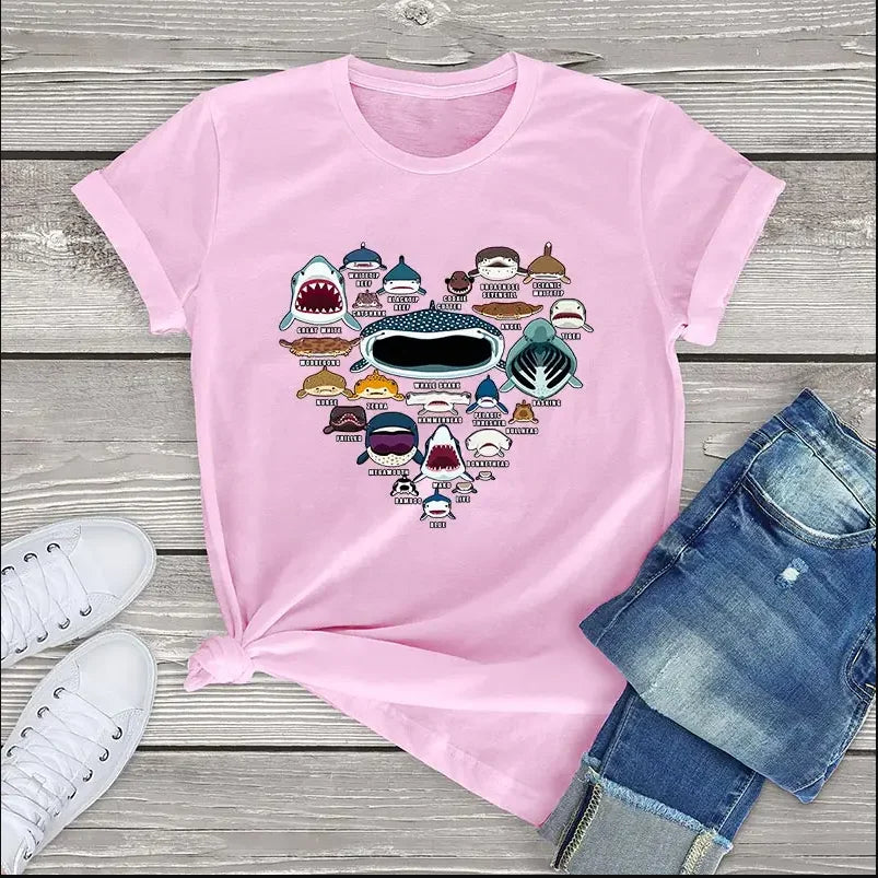 Cute shark faces t-shirt