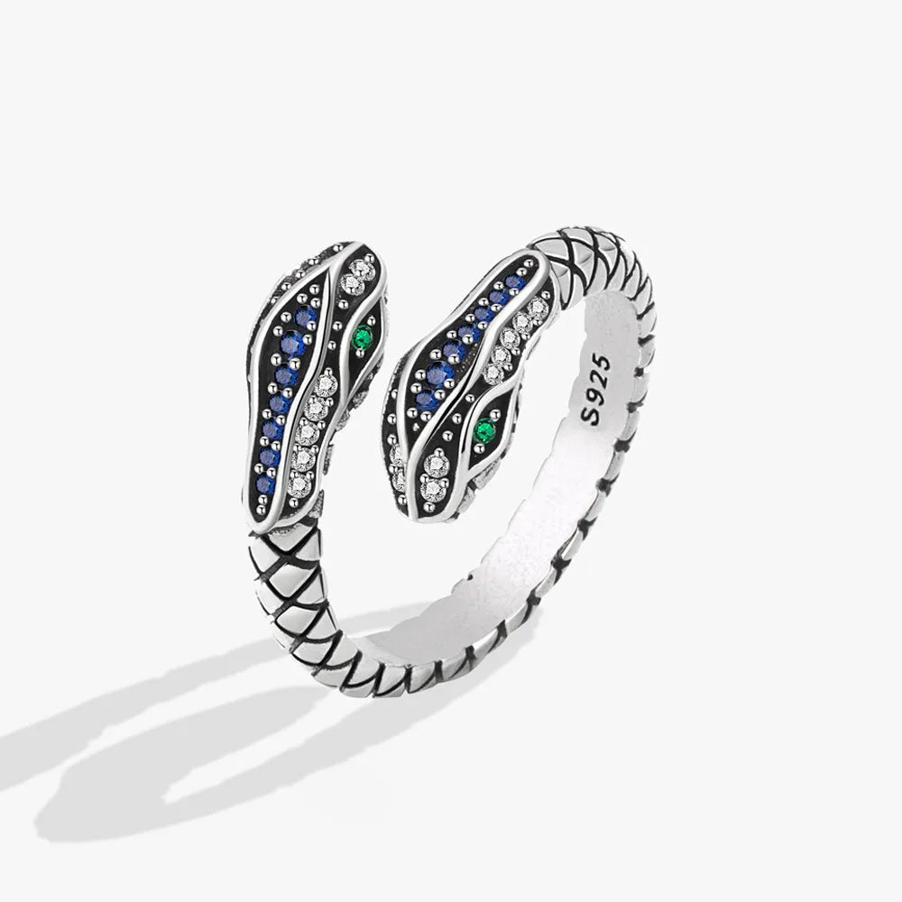 Adjustable Diamond S925 Silver Snake Rings