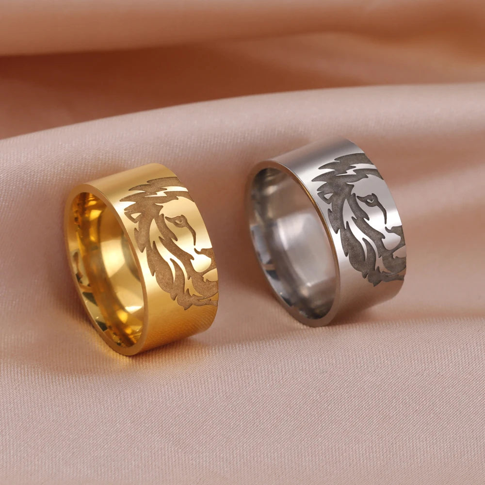 Unique Lion Couple Rings