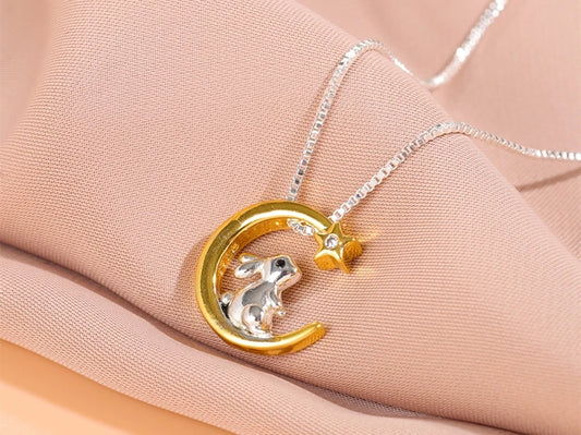 Cute Moon And Star Rabbit Necklaces