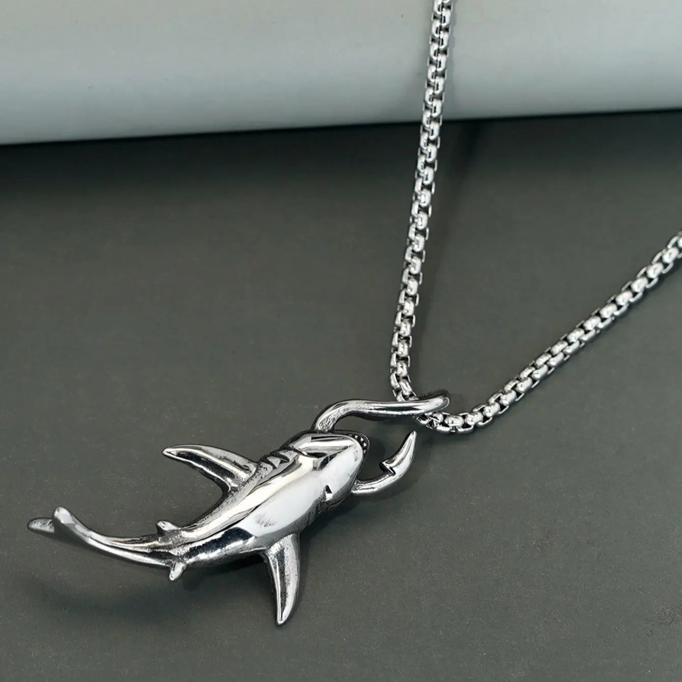 Gothic Goth Stainless Steel shark necklace