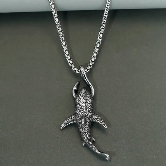 Gothic Goth Stainless Steel shark necklace