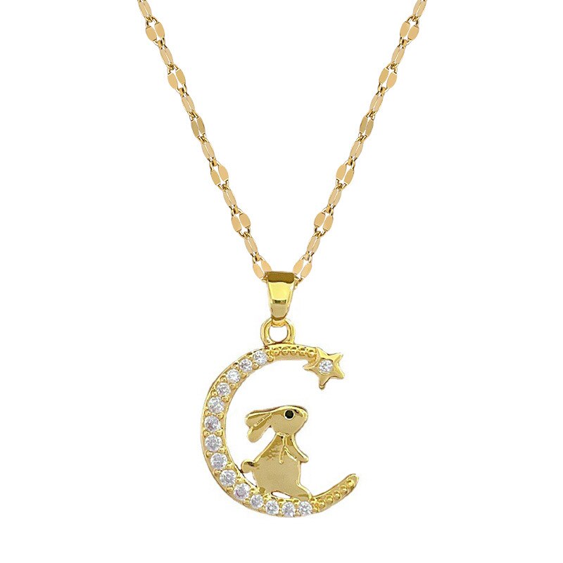 Cute Moon Bunny  Necklace