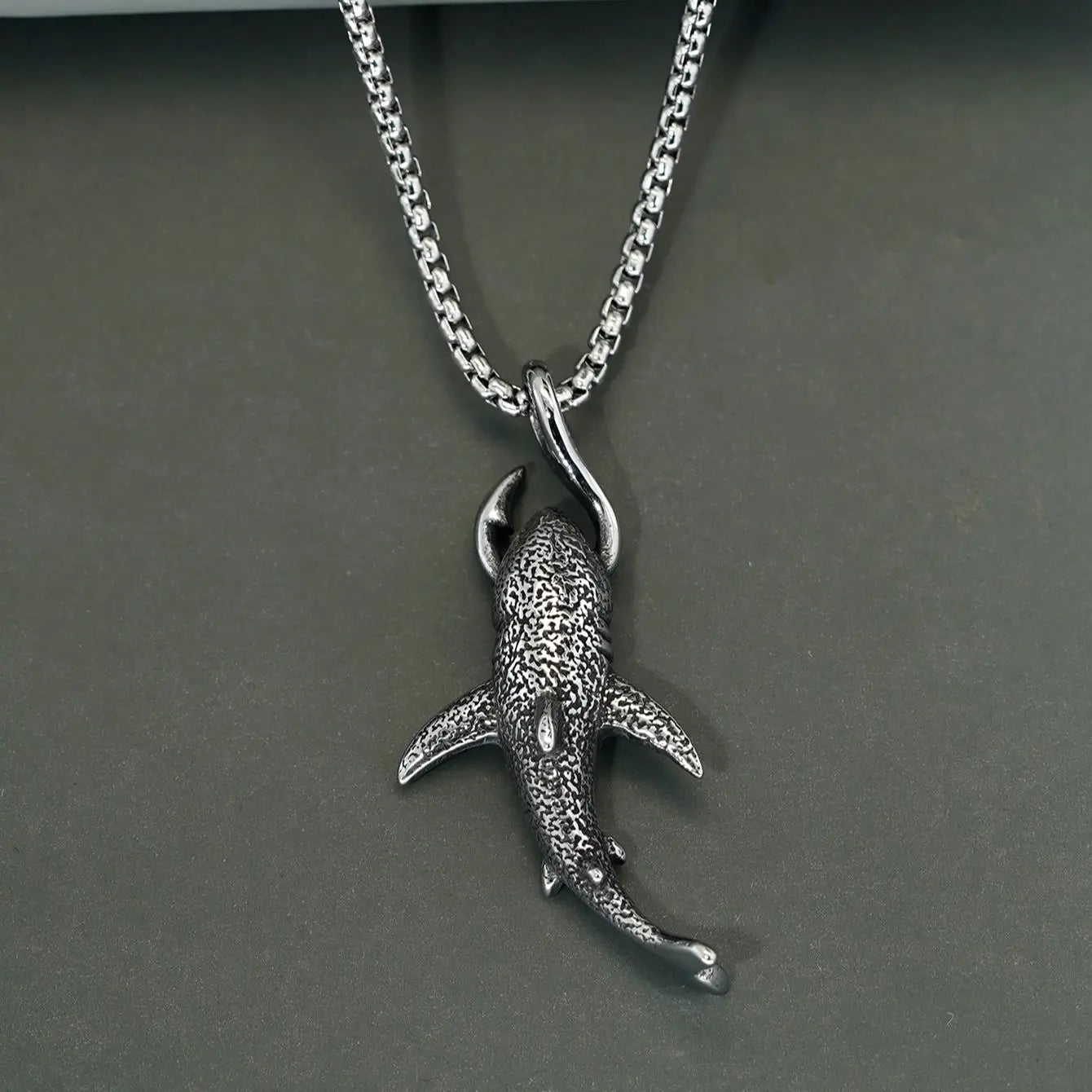 Gothic Goth Stainless Steel shark necklace