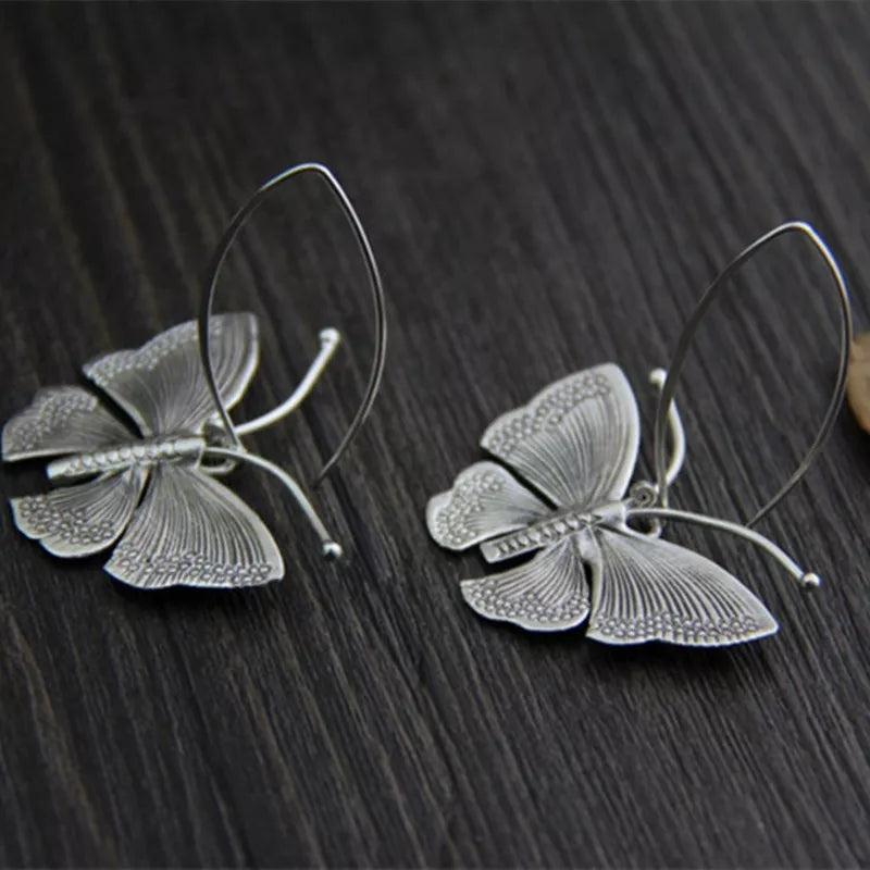 Unique Vintage Silver Butterfly Earrings