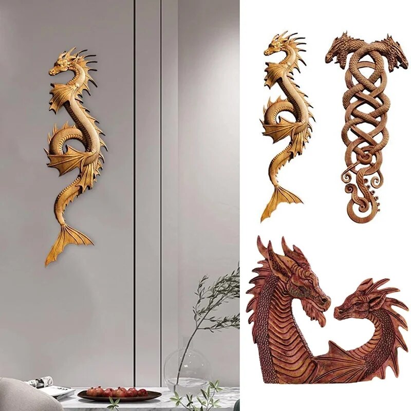 Amazing wood carving dragon wall deco