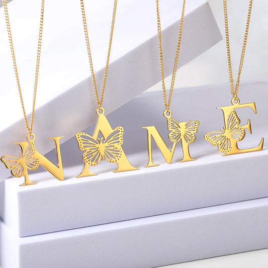 Cute Butterfly Letters Necklaces