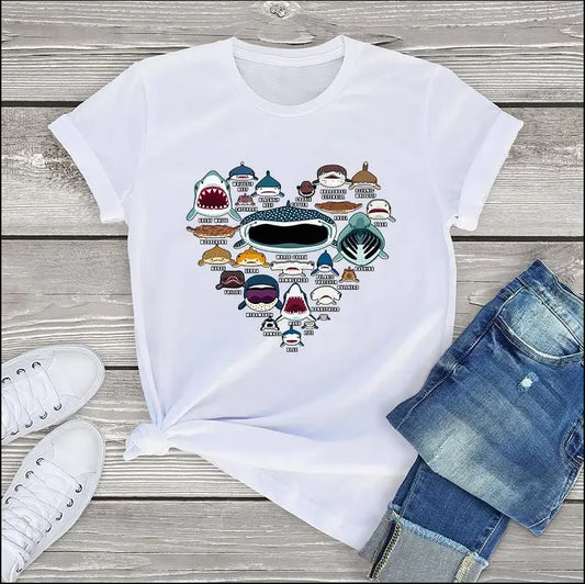 Cute shark faces t-shirt