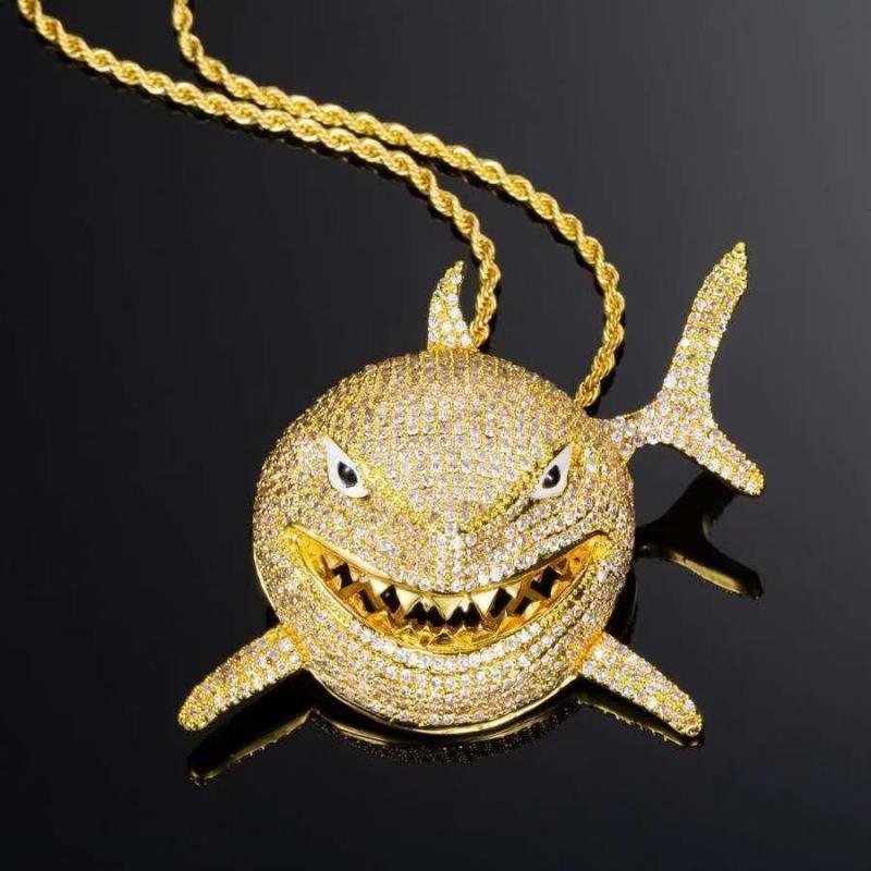 unique Shark Inlaid Zircon Necklace